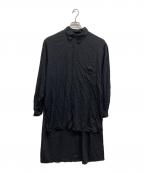 Yohji Yamamoto pour hommeヨウジヤマモト プールオム）の古着「ツイルシワ加工スタッフシャツ」｜ブラック