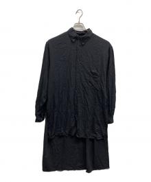 Yohji Yamamoto pour homme（ヨウジヤマモト プールオム）の古着「ツイルシワ加工スタッフシャツ」｜ブラック