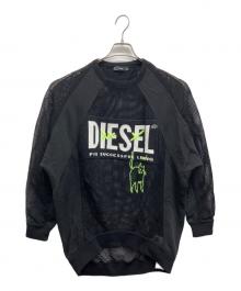 DIESEL（ディーゼル）の古着「メッシュ切替スウェット」｜ブラック