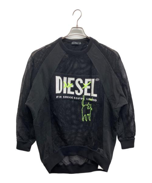 DIESEL（ディーゼル）DIESEL (ディーゼル) メッシュ切替スウェット ブラック サイズ:XSの古着・服飾アイテム