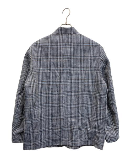 PAPAS（パパス）PAPAS (パパス) リネン×ウールスタンドカラージャケット ブルー サイズ:Mの古着・服飾アイテム