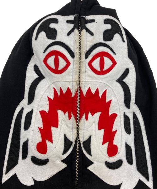 A BATHING APE（アベイシングエイプ）A BATHING APE (アベイシングエイプ) White Tiger full zip hoodie ブラック サイズ:2XLの古着・服飾アイテム