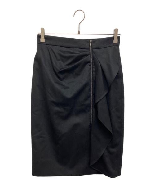 MaxMara（マックスマーラ）MaxMara (マックスマーラ) ウールフリルスカート ブラック サイズ:40の古着・服飾アイテム