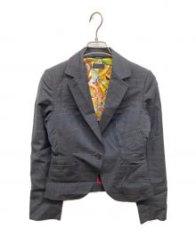Paul Smith BLACK（ポールスミスブラック）の古着「1Bチェックテーラードジャケット」｜ネイビー