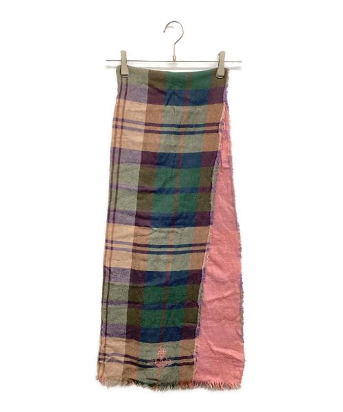 Vivienne Westwood（ヴィヴィアンウエストウッド）Vivienne Westwood (ヴィヴィアンウエストウッド) オーブ刺繍チェックストール マルチカラーの古着・服飾アイテム