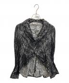 COMME des GARCONS COMME des GARCONSコムデギャルソン コムデギャルソン）の古着「11SS チェックフラワーレースデザインジャケット」｜ホワイト×ブラック