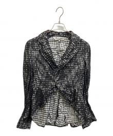 COMME des GARCONS COMME des GARCONS（コムデギャルソン コムデギャルソン）の古着「11SS チェックフラワーレースデザインジャケット」｜ホワイト×ブラック