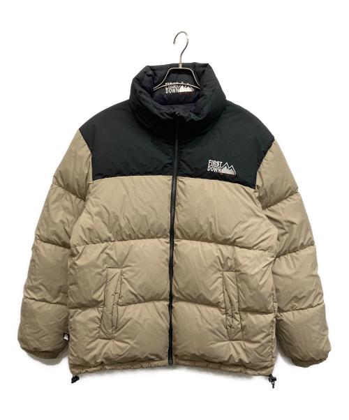 FIRST DOWN（ファーストダウン）FIRST DOWN (ファーストダウン) リバーシブルダウンジャケット ベージュ サイズ:Lの古着・服飾アイテム