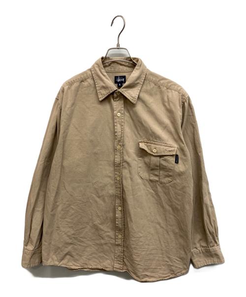 stussy（ステューシー）stussy (ステューシー) リップストップシャツ ベージュ サイズ:Lの古着・服飾アイテム