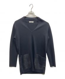 MaxMara（マックスマーラ）の古着「レザーポケットニットチュニック」｜ブラック