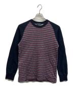 COMME des GARCONS HOMMEコムデギャルソン オム）の古着「ボーダー切替ラグランスウェット」｜ネイビー