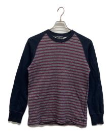 COMME des GARCONS HOMME（コムデギャルソン オム）の古着「ボーダー切替ラグランスウェット」｜ネイビー