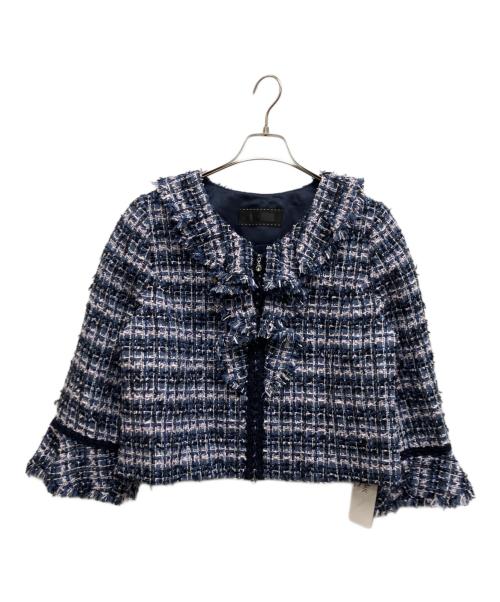 TO BE CHIC（トゥービーシック）TO BE CHIC (トゥービーシック) カラーファンシーツイード ジャケット ブルー サイズ:44 未使用品の古着・服飾アイテム