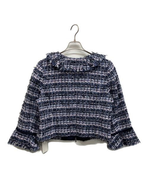 TO BE CHIC（トゥービーシック）TO BE CHIC (トゥービーシック) カラーファンシーツイード ジャケット ブルー サイズ:44 未使用品の古着・服飾アイテム