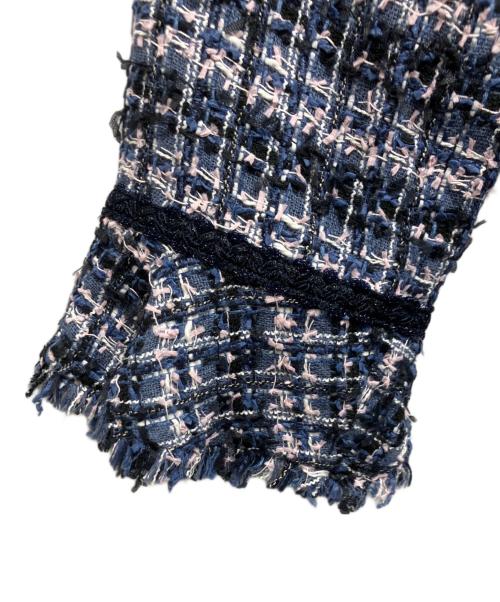 TO BE CHIC（トゥービーシック）TO BE CHIC (トゥービーシック) カラーファンシーツイード ジャケット ブルー サイズ:44 未使用品の古着・服飾アイテム