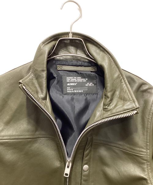 AVIREX（アヴィレックス）AVIREX (アヴィレックス) スタンド MA-1 レザージャケット オリーブ サイズ:Lの古着・服飾アイテム