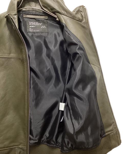 AVIREX（アヴィレックス）AVIREX (アヴィレックス) スタンド MA-1 レザージャケット オリーブ サイズ:Lの古着・服飾アイテム