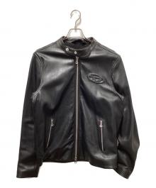 DIESEL（ディーゼル）の古着「L-METALO/シングルライダースレザージャケット」｜ブラック