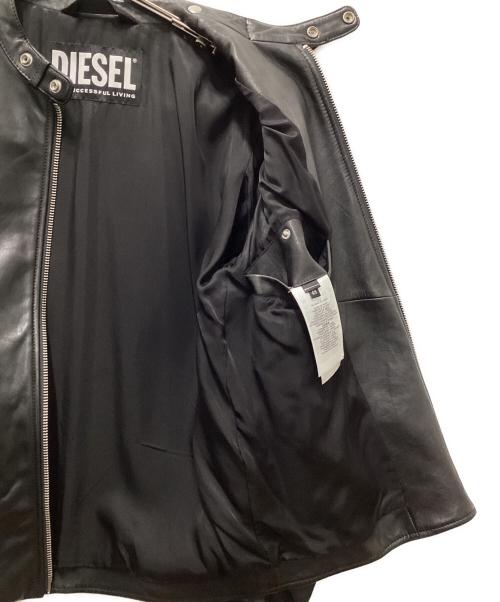 DIESEL（ディーゼル）DIESEL (ディーゼル) L-METALO/シングルライダースレザージャケット ブラック サイズ:48の古着・服飾アイテム