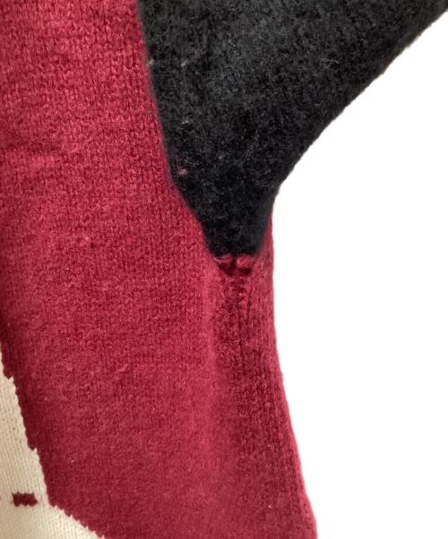 PRADA（プラダ）PRADA (プラダ) カシミヤ混デザインニット レッド×ブラック サイズ:36の古着・服飾アイテム