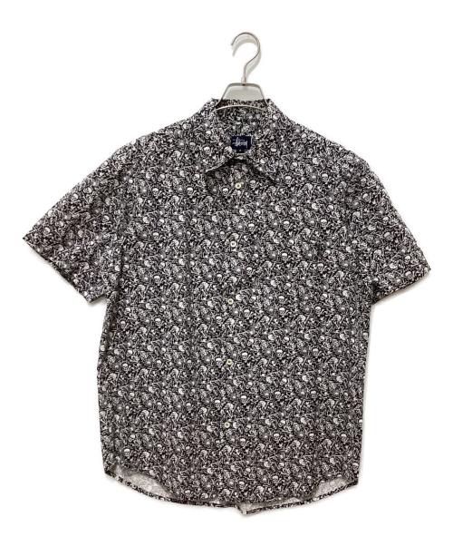 stussy（ステューシー）stussy (ステューシー) スカル総柄半袖シャツ グレー サイズ:Ｌの古着・服飾アイテム