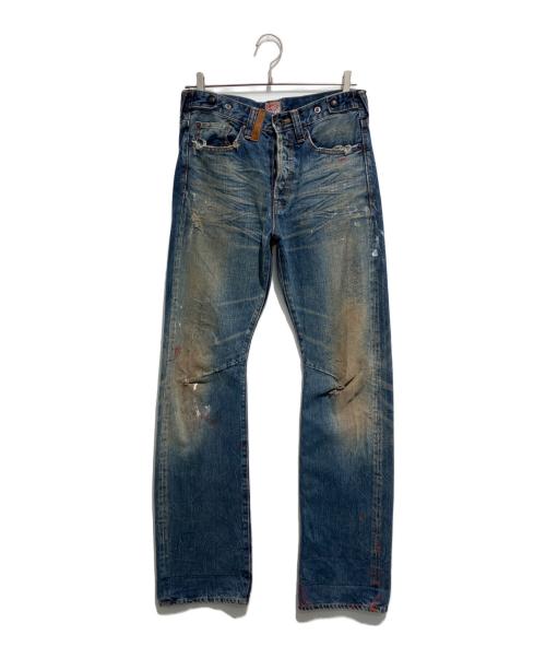 PRPS（ピーアルピーエス）PRPS (ピーアルピーエス) 紫製品  ペンキ加工デニムパンツ インディゴ サイズ:W28の古着・服飾アイテム