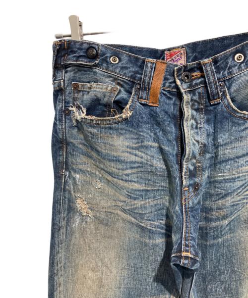 PRPS（ピーアルピーエス）PRPS (ピーアルピーエス) 紫製品  ペンキ加工デニムパンツ インディゴ サイズ:W28の古着・服飾アイテム