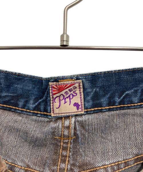PRPS（ピーアルピーエス）PRPS (ピーアルピーエス) 紫製品  ペンキ加工デニムパンツ インディゴ サイズ:W28の古着・服飾アイテム