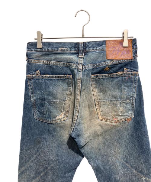 PRPS（ピーアルピーエス）PRPS (ピーアルピーエス) 紫製品  ペンキ加工デニムパンツ インディゴ サイズ:W28の古着・服飾アイテム