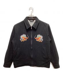 HOUSTON（ヒューストン）の古着「MELTON TOUR JACKET『DRAGON』」｜ブラック