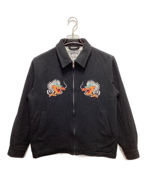 HOUSTON（ヒューストン）HOUSTON (ヒューストン) MELTON TOUR JACKET『DRAGON』 ブラック サイズ:Mの古着・服飾アイテム