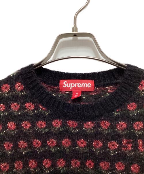 SUPREME（シュプリーム）Supreme (シュプリーム) Flowers Metallic Sweater レッド×ブラック サイズ:Mの古着・服飾アイテム