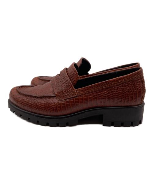 ECCO（エコー）ECCO (エコー) 型押しコインローファー ブラウン サイズ:38の古着・服飾アイテム