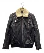 DIESELディーゼル）の古着「ボア襟ライダースジャケット」｜ブラック