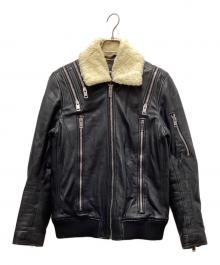 DIESEL（ディーゼル）の古着「ボア襟ライダースジャケット」｜ブラック