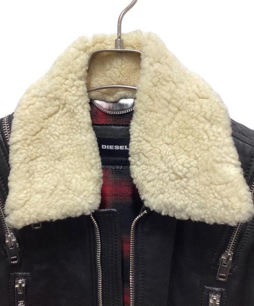 DIESEL（ディーゼル）DIESEL (ディーゼル) ボア襟ライダースジャケット ブラック サイズ:Mの古着・服飾アイテム