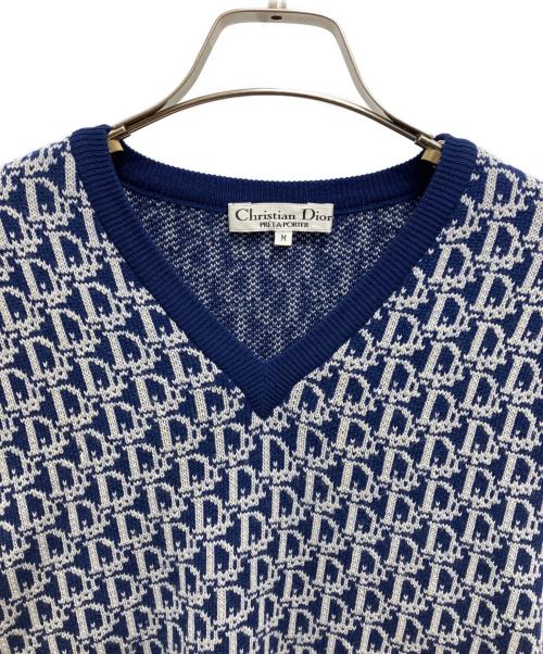 Christian Dior（クリスチャン ディオール）Christian Dior (クリスチャン ディオール) トロッター柄ニットベスト ブルー サイズ:Ｍの古着・服飾アイテム