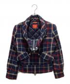 Vivienne Westwood RED LABELヴィヴィアンウエストウッドレッドレーベル）の古着「チェック柄ライダースジャケット」｜ネイビー×レッド