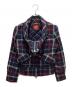 Vivienne Westwood RED LABEL（ヴィヴィアンウエストウッドレッドレーベル）の古着「チェック柄ライダースジャケット」｜ネイビー×レッド