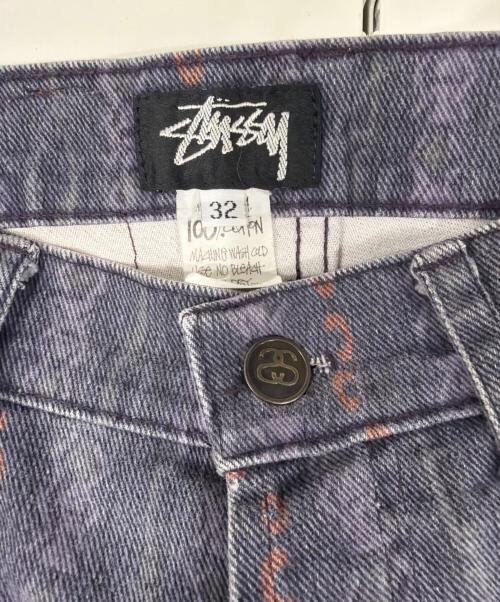 stussy（ステューシー）stussy (ステューシー) 80‘s総柄ハーフパンツ パープル サイズ:32の古着・服飾アイテム
