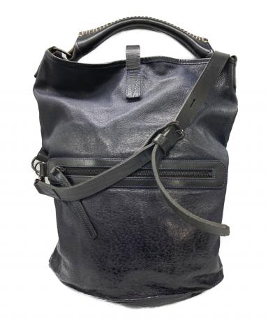 【未使用】ショルダーバッグ 　ネイビー　西日本 中古・古着通販】USED (ユーズド) レザーショルダーバッグ ネイビー