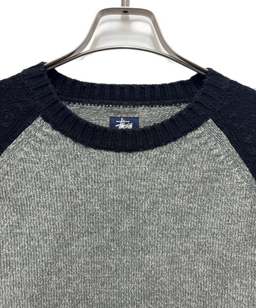 stussy（ステューシー）stussy (ステューシー) 90`sラグランスリーブニット カーキ サイズ:Ｓの古着・服飾アイテム