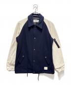 COACHコーチ）の古着「Leather And Wool Varsity Jacket」｜ホワイト×ネイビー