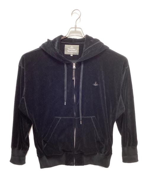 Vivienne Westwood man（ヴィヴィアン ウェストウッド マン）Vivienne Westwood man (ヴィヴィアン ウェストウッド マン) ベロアジップパーカー ブラック サイズ:44の古着・服飾アイテム