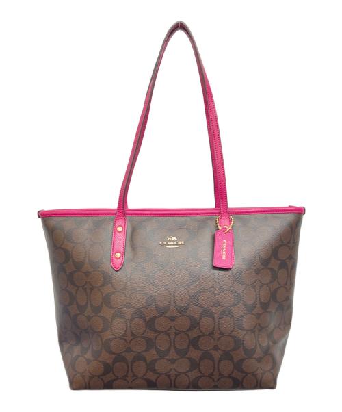 COACH（コーチ）COACH (コーチ) シグネチャートートバッグ ブラウンの古着・服飾アイテム
