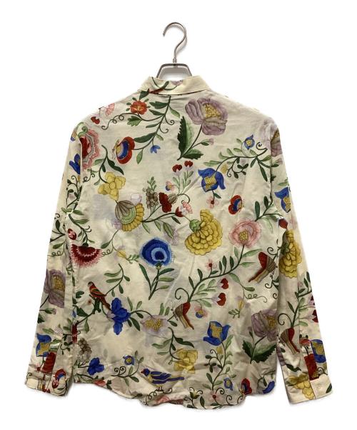 GUCCI（グッチ）GUCCI (グッチ) シースルー ボタニカルパターン シャツ ベージュ×グリーン サイズ:42の古着・服飾アイテム