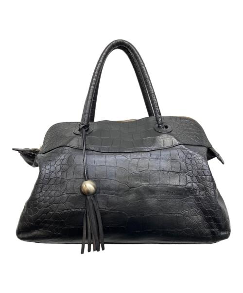 FURLA（フルラ）FURLA (フルラ) クロコ型押しトートバッグ ブラックの古着・服飾アイテム