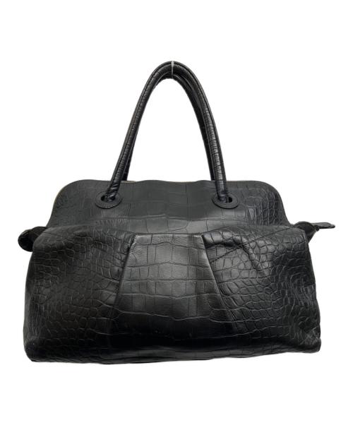 FURLA（フルラ）FURLA (フルラ) クロコ型押しトートバッグ ブラックの古着・服飾アイテム
