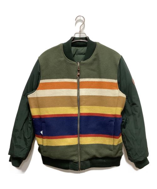 Eddie Bauer（エディーバウアー）Eddie Bauer (エディーバウアー) PENDLETON (ペンドルトン) リバーシブルダウンジャケット グリーン サイズ:不明の古着・服飾アイテム