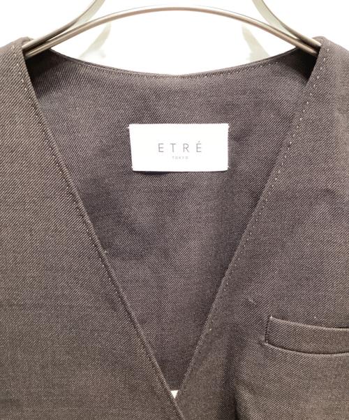 ETRE TOKYO（エトレトウキョウ）ETRE TOKYO (エトレトウキョウ) ノーカラーダブルブレストジャケット ブラウン サイズ:Sの古着・服飾アイテム